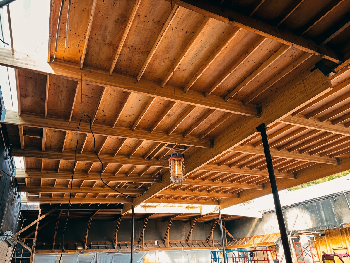 Wood Trusses / Purlins with Plywood Sheathing